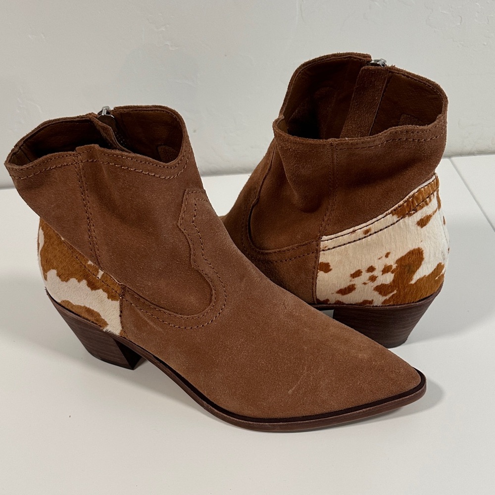 Dolce Vita Tan Ankle Boots with Cowhide Accent